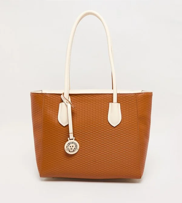 ANNE KLEIN Anne Klein Textured Pu Zip Closure Tote Bag